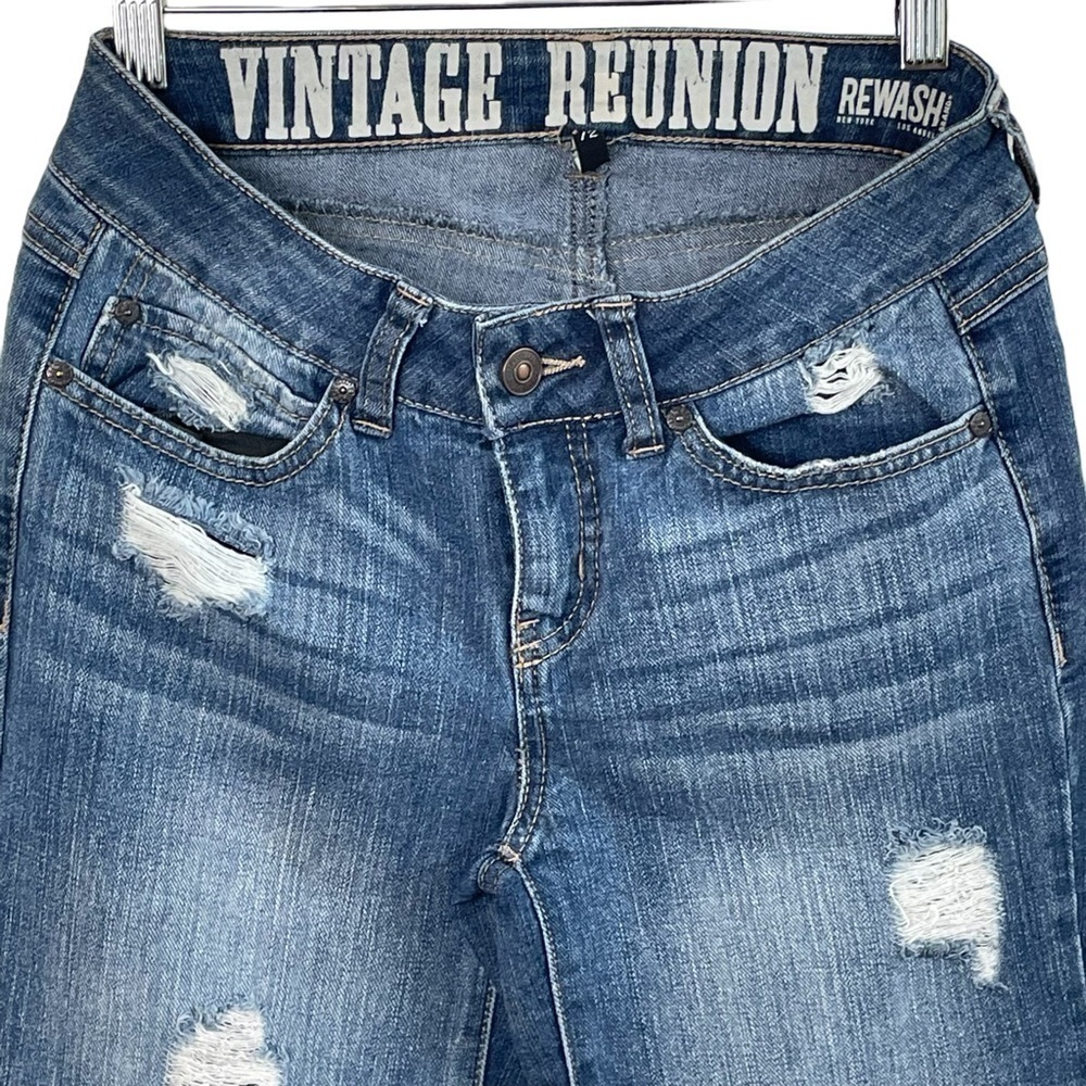 REWASH VINTAGE REUNION JEANS SIZE 1/2 PATCHWORK DISTRESSED